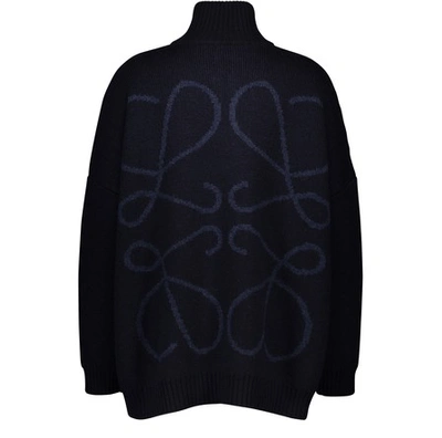 Shop Loewe Oversize Zipped Collar Jumper In Navy