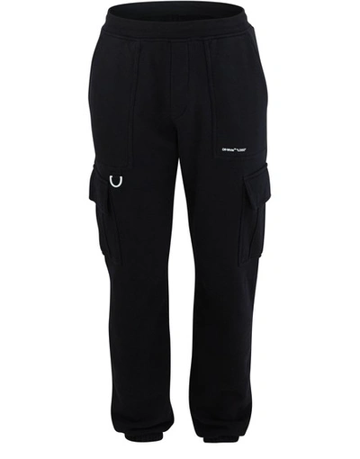Shop Off-white Cargo Logo Jogging Pants In Black / White