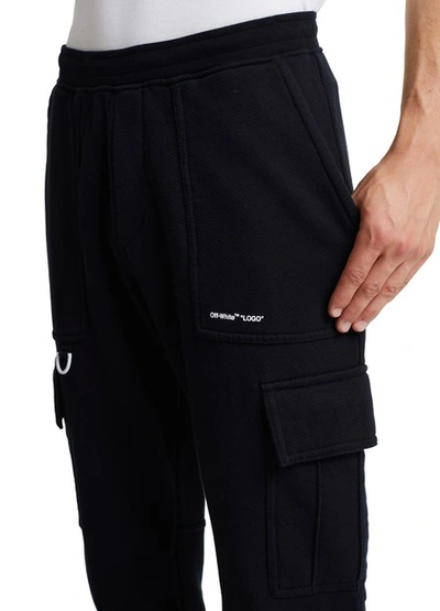 Shop Off-white Cargo Logo Jogging Pants In Black / White