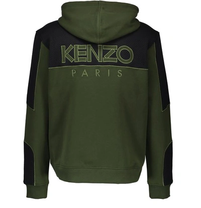 Shop Kenzo Zipped Hooded Sweatshirt In Dark Khaki