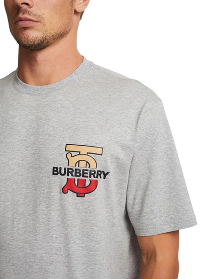 Shop Burberry Gately Cotton T-shirt In Pale Grey Melange