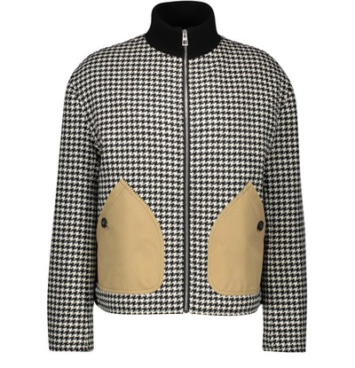 Shop Loewe Houndstooth Patch Pockets Coat In Black / White