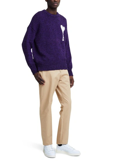 Shop Ami Alexandre Mattiussi Cotton Jumper In Noir/violet