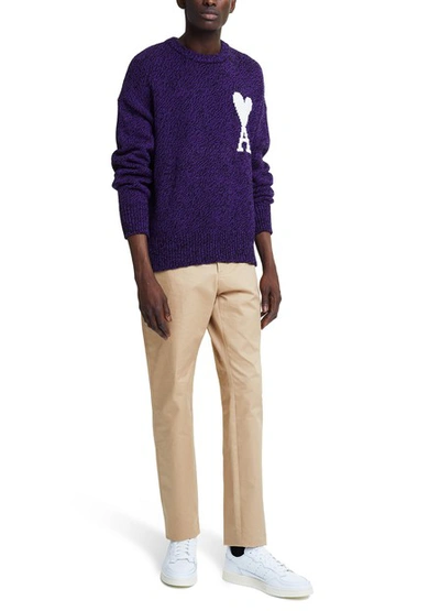 Shop Ami Alexandre Mattiussi Cotton Jumper In Noir/violet