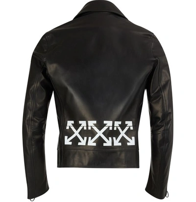 Shop Off-white Leather Jacket In Black / White