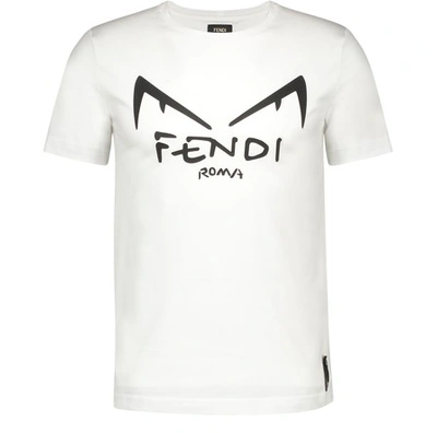 Shop Fendi Diabolic Eyes T-shirt In White