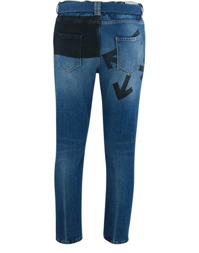 Shop Off-white Low Crotch Fitted Jeans In Dark Blue Fuchsia