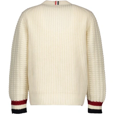 Shop Thom Browne Funmix Stitch Merino Wool Cardigan In White