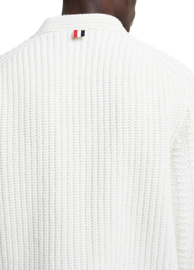 Shop Thom Browne Funmix Stitch Merino Wool Cardigan In White