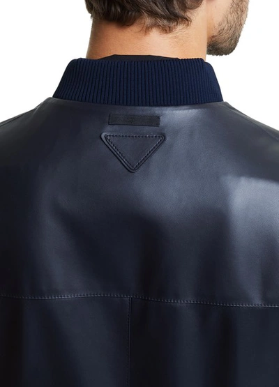 Shop Prada Reversible Nappa Leather Blouson In Bleu