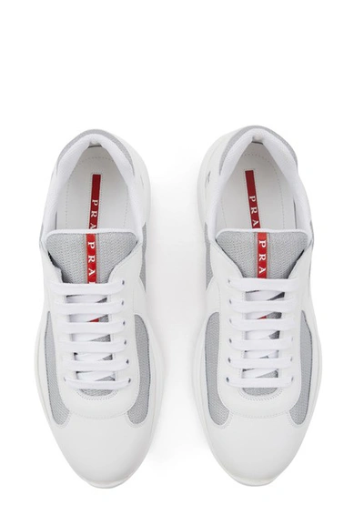 Shop Prada Sneakers In Bianco/argento