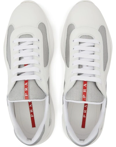 Shop Prada Sneakers In Bianco/argento