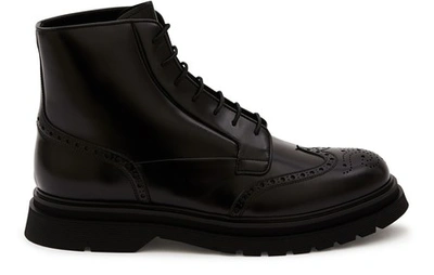 Shop Prada Calfskin Ankle Boots In Black