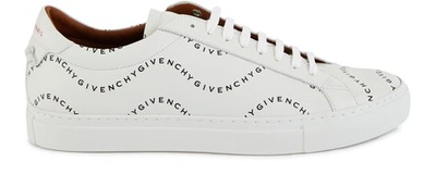 Shop Givenchy Printed Leather Trainers In Blanc & Noir