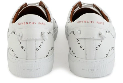 Shop Givenchy Printed Leather Trainers In Blanc & Noir