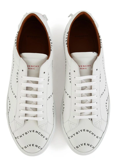 Shop Givenchy Printed Leather Trainers In Blanc & Noir