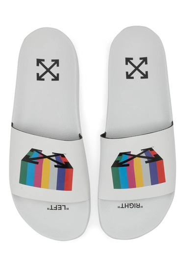 Shop Off-white 'rainbow Arrows' Slides In White/multicolor