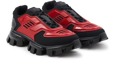 Shop Prada Cloudbust Thunder Mesh Trainers In Red