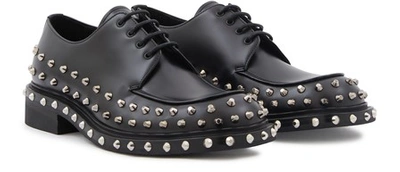 Shop Prada Leather Derby Shoes In Nero
