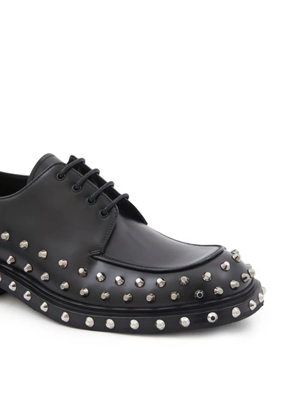 Shop Prada Leather Derby Shoes In Nero