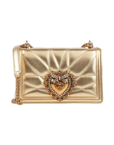 Shop Dolce & Gabbana Woman Cross-body Bag Gold Size - Lambskin, Calfskin