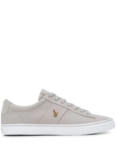 Shop Polo Ralph Lauren Logo Low-top Sneakers In Grey