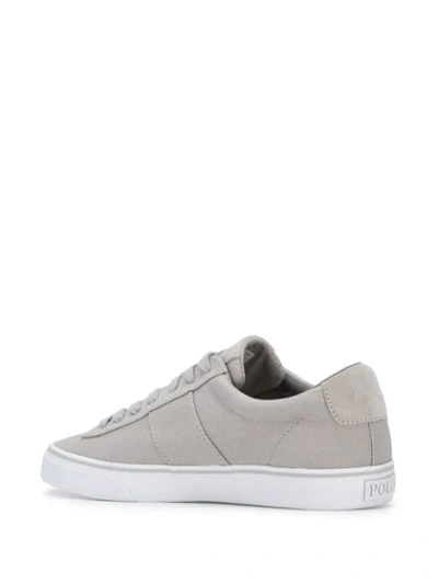 Shop Polo Ralph Lauren Logo Low-top Sneakers In Grey