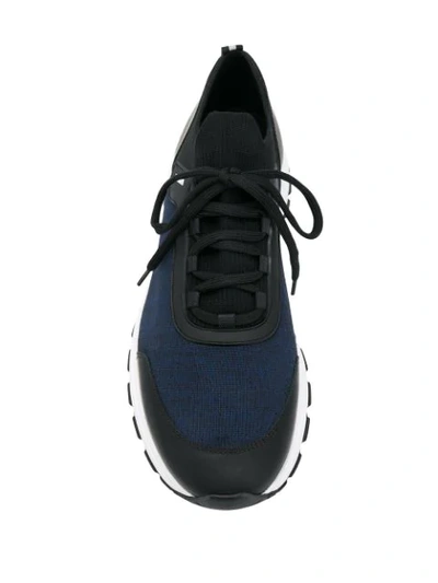 Shop Prada Round Toe Sneakers In Blue
