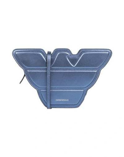Shop Emporio Armani Woman Cross-body Bag Slate Blue Size - Ovine Leather, Bovine Leather