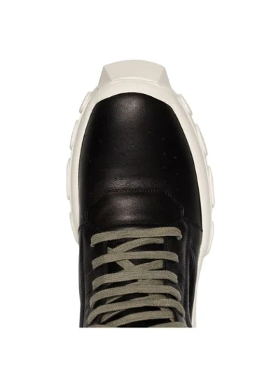 RICK OWENS BLACK AND WHITE STIVALE LEATHER HI-TOP SNEAKERS - 黑色