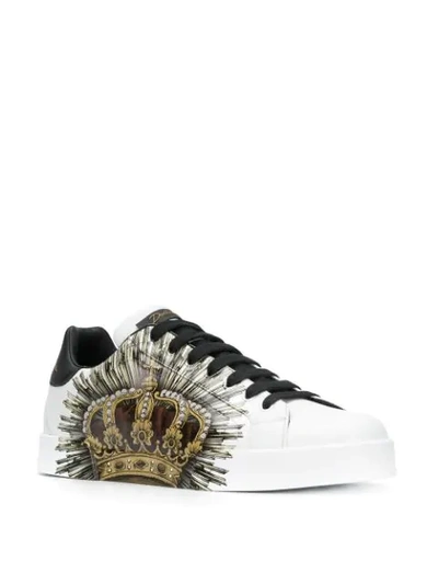 Shop Dolce & Gabbana Crown Print Sneakers In White