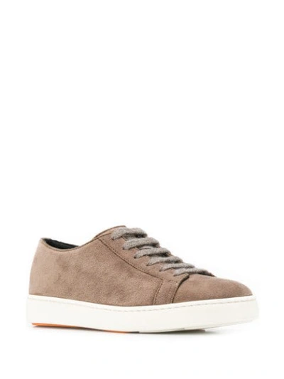 Shop Santoni Low-top Suede Sneakers In Grey