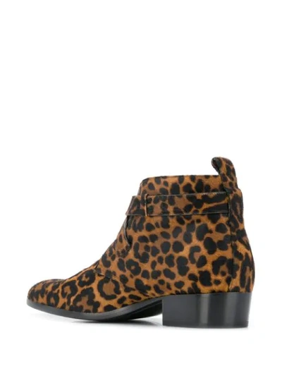 Shop Saint Laurent Leopard Print Ankle Boots In Neutrals