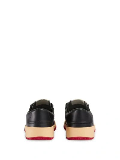 Shop Gucci Leather Lace-up Shoe With Web In Black