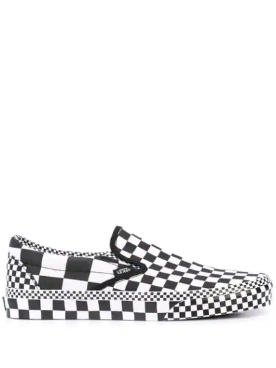 Shop Vans Classic Slip-on Check Sneakers In White ,black