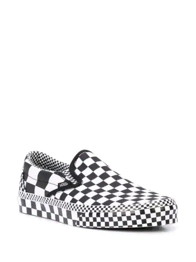 Shop Vans Classic Slip-on Check Sneakers In White ,black