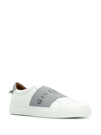 Shop Givenchy Logo Strap Sneakers In 117 White Grey