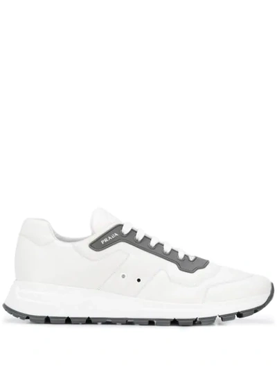 Shop Prada Technical Fabric Sneakers In White