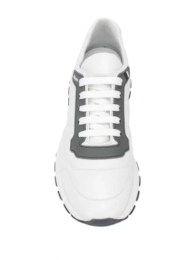 Shop Prada Technical Fabric Sneakers In White