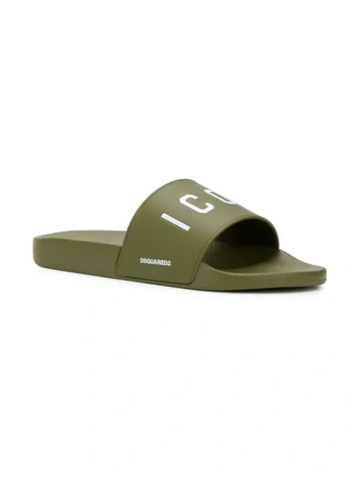 Shop Dsquared2 Icon Slides In Green
