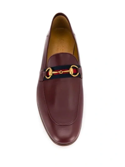 Shop Gucci Men's Leather Horsebit Loafer With Web In Red