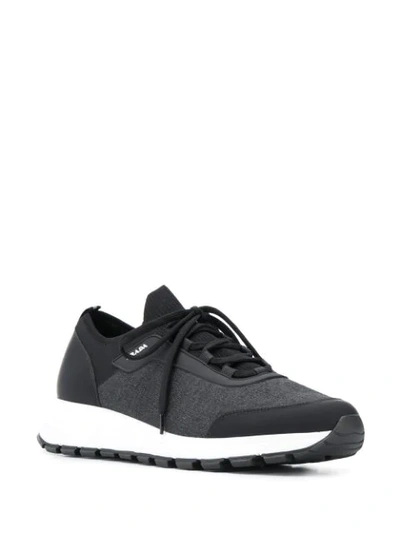 Shop Prada Low-top Runner Sneakers In Black