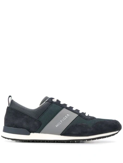 Shop Tommy Hilfiger Leather Lace-up Sneakers In Blue