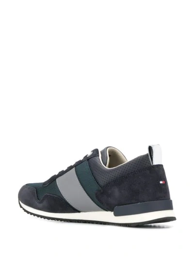TOMMY HILFIGER LEATHER LACE-UP SNEAKERS - 蓝色