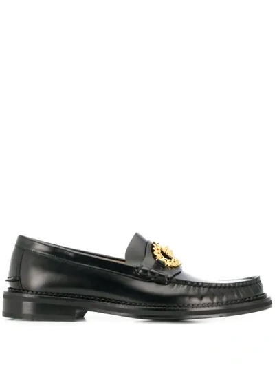 VERSACE MEDUSA CHAIN LOAFERS - 黑色