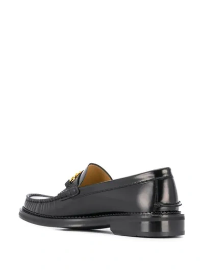 Shop Versace Medusa Chain Loafers In Black