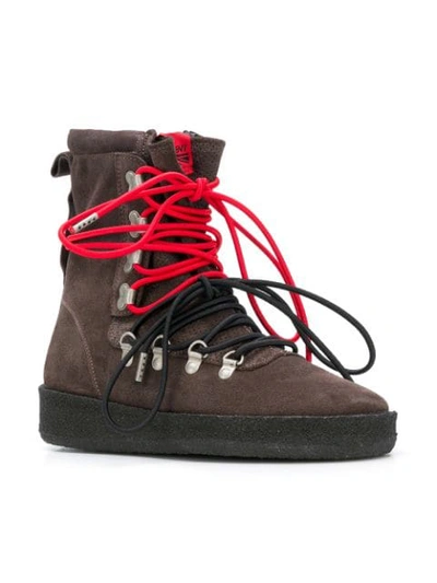 contrast lace hiking-style boot