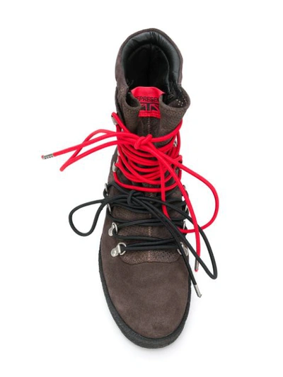 Shop Represent Contrast Lace Hiking In Brown