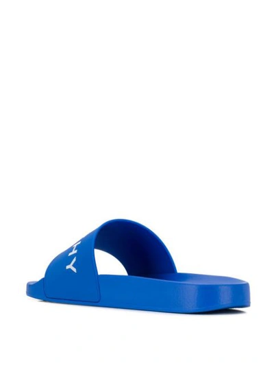 Shop Givenchy Logo Pool Slides In 977 Electric Blue White