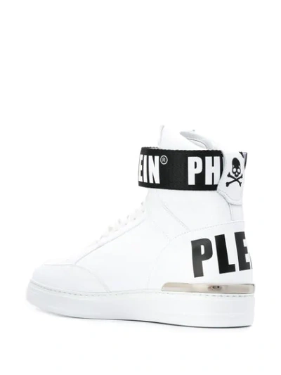 Shop Philipp Plein Logo Hi-top Sneakers In White